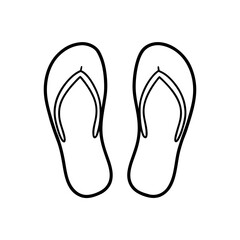 Two outline flip flops footwear art on transparent background