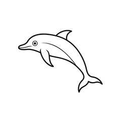 Simple outline drawing of a dolphin on transparent background
