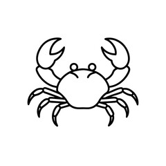 Simple outline drawing of a crab on transparent background
