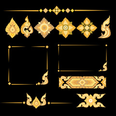 Set of Thai golden frames and elements