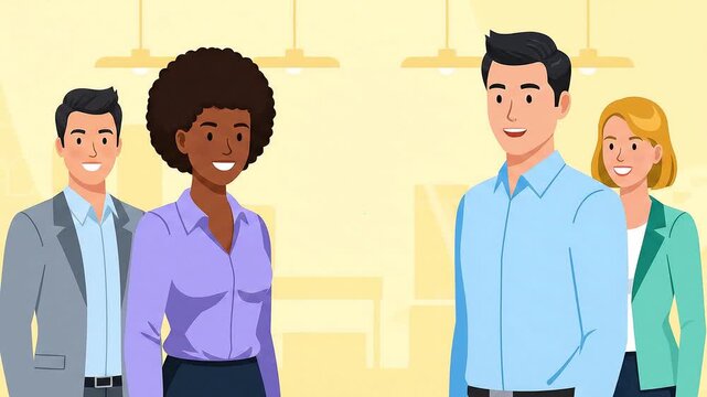 Diverse Business Professionals Shaking Hands and Smiling in Office