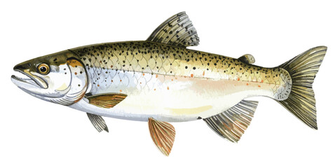 Naklejka premium Watercolor Illustration of Wild Alaskan Pollock Fish