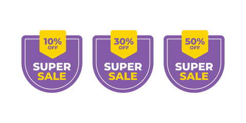 Purple and Yellow Mega Sale Stickers for Retail Promotions