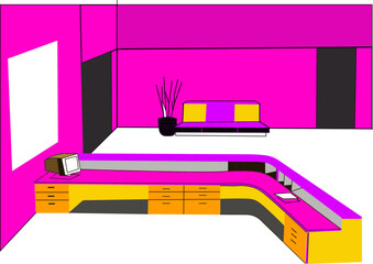 Modern Interior Room Vector Design