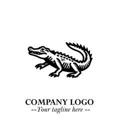 Fototapeta premium Black and White Crocodile Logo in Minimalist Modern Vector Design for Branding and Creative Identity