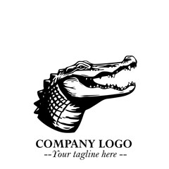 Black and White Crocodile Logo in Minimalist Modern Vector Design for Branding and Creative Identity