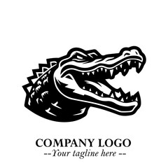 Black and White Crocodile Logo in Minimalist Modern Vector Design for Branding and Creative Identity