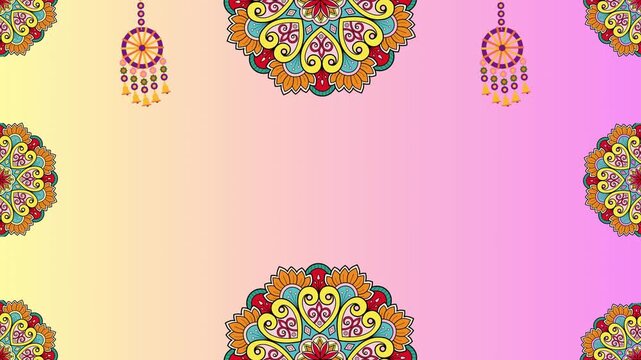 Pink Shade Blank Horizontal Video Background with Intricate Ornamental Mandala Looping
