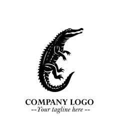 Black and White Crocodile Logo in Minimalist Modern Vector Design for Branding and Creative Identity