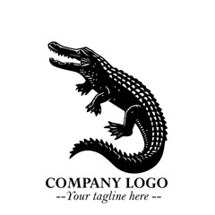 Black and White Crocodile Logo in Minimalist Modern Vector Design for Branding and Creative Identity