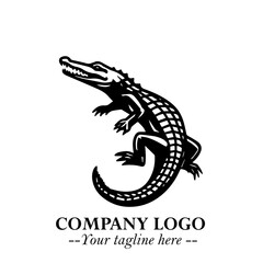 Black and White Crocodile Logo in Minimalist Modern Vector Design for Branding and Creative Identity