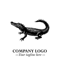 Black and White Crocodile Logo in Minimalist Modern Vector Design for Branding and Creative Identity