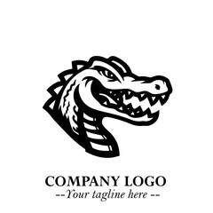 Black and White Crocodile Logo in Minimalist Modern Vector Design for Branding and Creative Identity