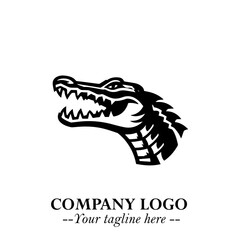 Black and White Crocodile Logo in Minimalist Modern Vector Design for Branding and Creative Identity