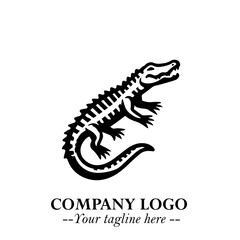 Black and White Crocodile Logo in Minimalist Modern Vector Design for Branding and Creative Identity