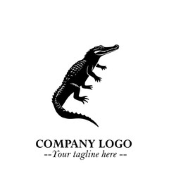 Black and White Crocodile Logo in Minimalist Modern Vector Design for Branding and Creative Identity