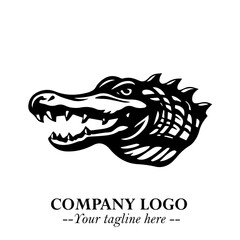 Black and White Crocodile Logo in Minimalist Modern Vector Design for Branding and Creative Identity