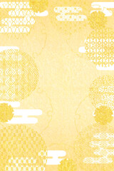 金色透かし細工和柄の正月縦長背景