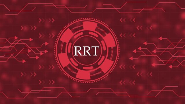 Animated hud interface with the words RRT in the center futuristic interface concept for mobile learning and technology digital animation