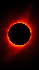 Ethereal Solar Eclipse - A Fiery Ring of Light in the Darkness.