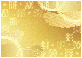 和柄と金箔背景