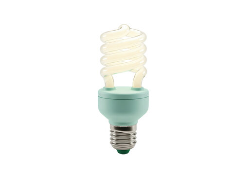Energy-efficient light bulb isolated on white, compact fluorescent lamp with a green base for eco-friendly lighting solutions