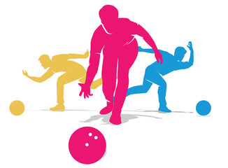 Great elegant vector editable bowling player poses background design for your bowling championship event	