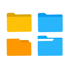 file folders in yellow and blue colors, representing data organization, document management, and digital storage.