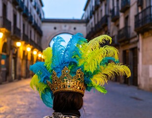 Feathery, ornate crown on street