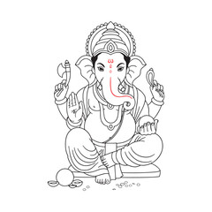 Lord Ganesha Line Art Illustration