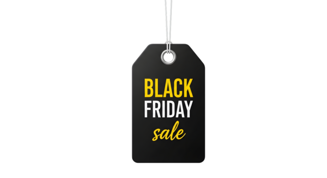 Black friday sale tag isolated on transparent background