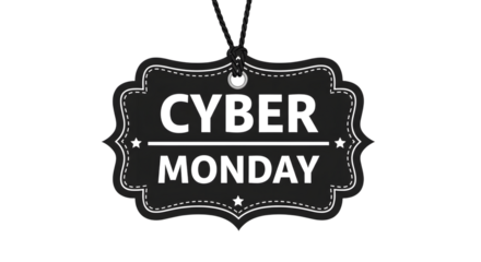 Cyber monday sale tag, isolated on transparent background