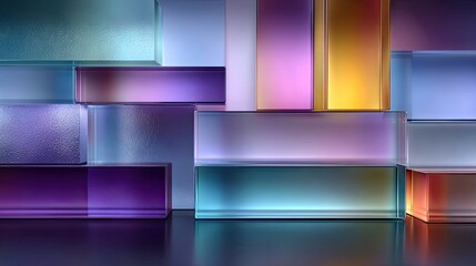Fototapeta premium Colorful Abstract Glass Layers with Gradient Light and Reflection – Modern Geometric Background