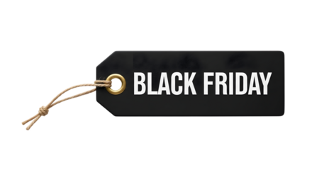 Black friday sale tag isolated on transparent background