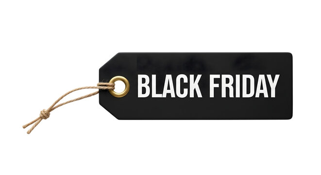 Black friday sale tag isolated on transparent background