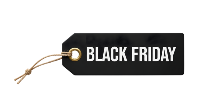 Black friday sale tag isolated on transparent background - Powered by Adobe