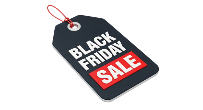 Black friday sale tag isolated on transparent background - Powered by Adobe
