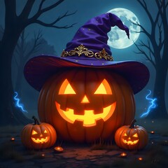 halloween pumpkin with bats