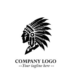 Black and White Tribal Chief Logo Symbol in Bold Traditional Vector Design for Cultural Identity