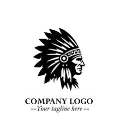 Black and White Tribal Chief Logo Symbol in Bold Traditional Vector Design for Cultural Identity