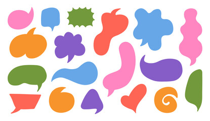 Set of colorful speech bubbles. Hand drawn balloon word design. Vector illustration
