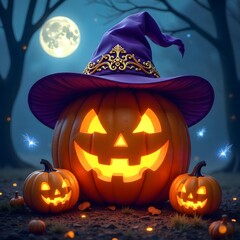 halloween background with pumpkin and bats