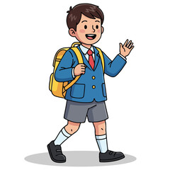 School boy illustration on white background