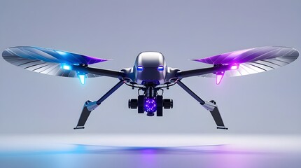 High Tech Robotic AI Drone with Futuristic Cyberpunk Style and 3D Illustration