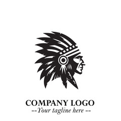 Black and White Tribal Chief Logo Symbol in Bold Traditional Vector Design for Cultural Identity