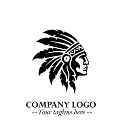 Black and White Tribal Chief Logo Symbol in Bold Traditional Vector Design for Cultural Identity