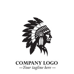 Black and White Tribal Chief Logo Symbol in Bold Traditional Vector Design for Cultural Identity