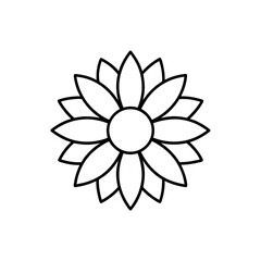 Simple flower outline with petals on transparent background