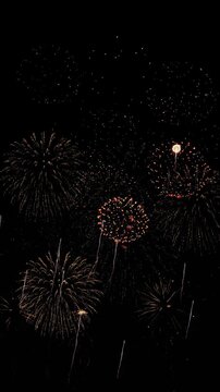Big beautiful colorful festive fireworks 4k special events awards ceremony. display celebration of pyrotechnic show in the night sky. Fireworks city night, New Year, Independence Day, Chinese New Year