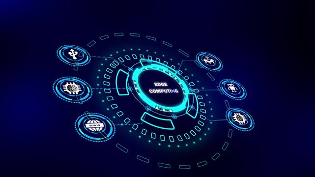 Edge Computing and Modern IT Technology on Virtual Screen. Business, Internet, Networking, and Digital Innovation Concept for Enterprise Solutions.